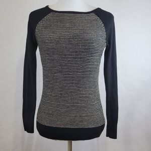 Ann Taylor Loft black gold metallic sweater size XS